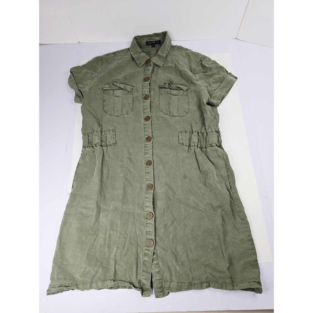 Velvet Heart Shirt Dress Womens Small Button Front Short Sleeve Utility Tencel